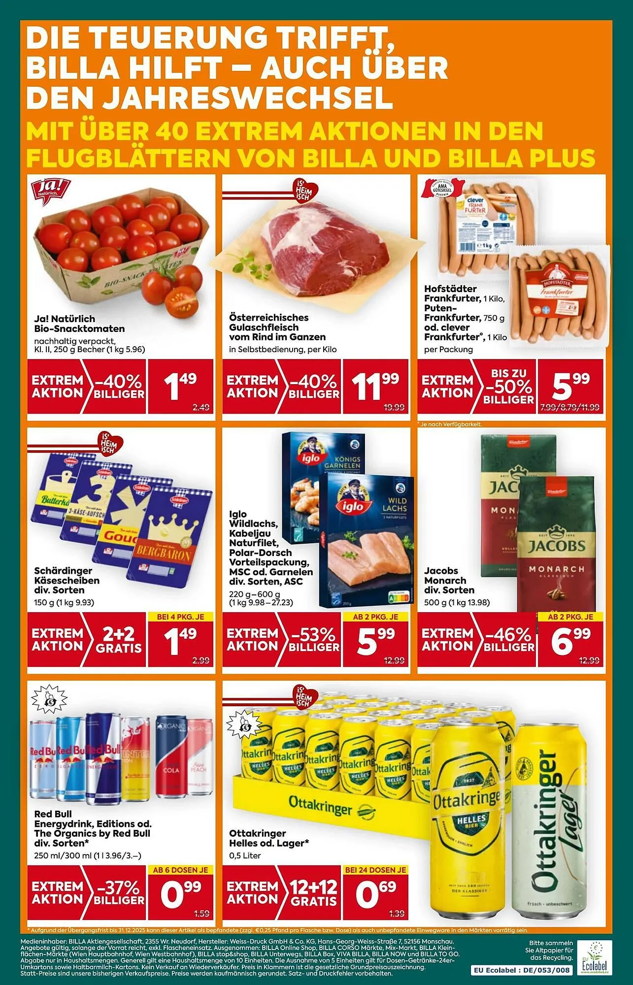 Billa Flugblatt von 27. Dezember bis 31. Dezember 2025 - Flugblätt seite  20
