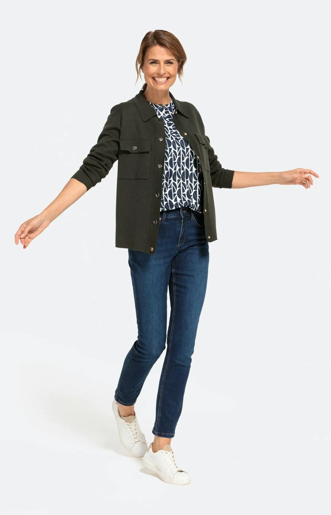 Strickjacke im Hemd-Design mit 1/1-Arm