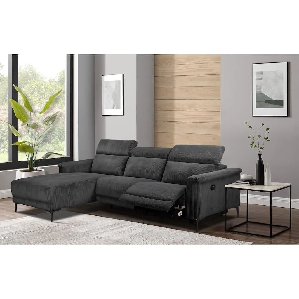 OTTO home Ecksofa »LUND Cord, L-Form, 261 cm, man. o. elektr. Relaxfunktion (mit USB-A)« USB-C bei elektrischer Variante und Kopfteilverstellung