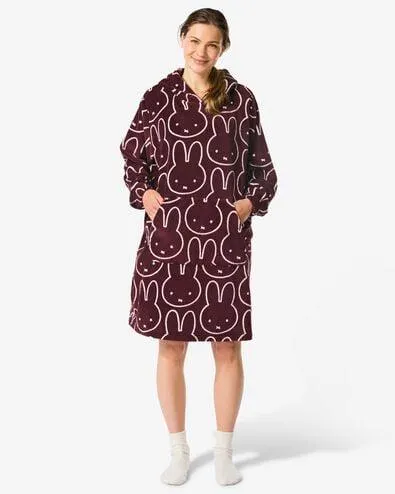 nijntje damesnachthemd fleece bordeauxrood