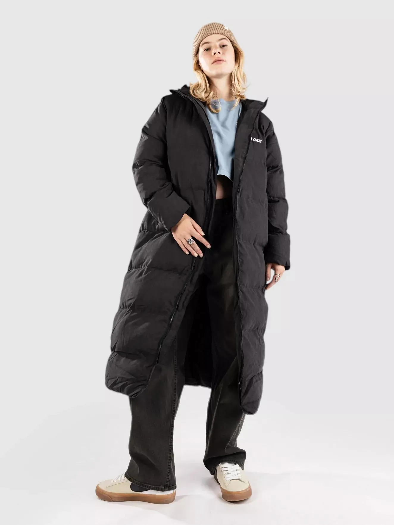 Strip Long Quilted Jacke