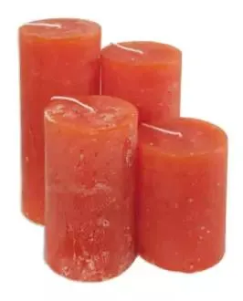 Rustikale Kerzen, orange, abgestuft, 4 Stück