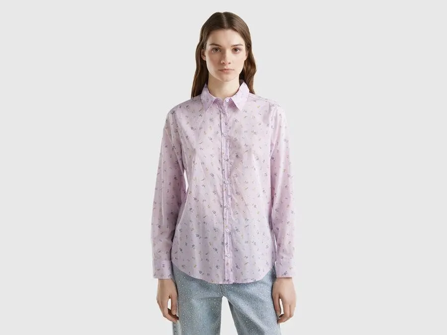 Gemusterte Bluse in 100% Baumwolle