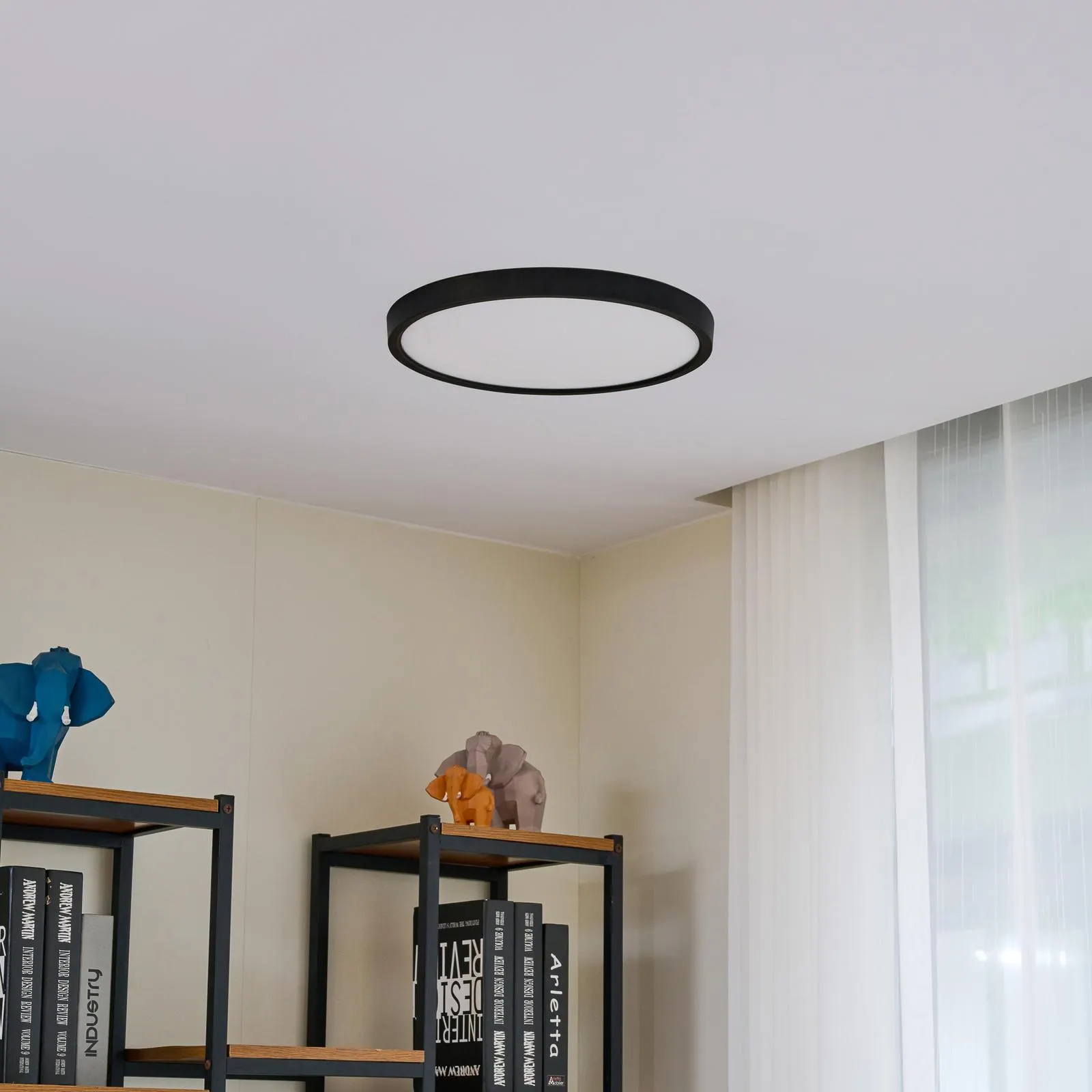 Lindby LED-Deckenleuchte Pravin, Ø 40 cm, 3.000 K, schwarz