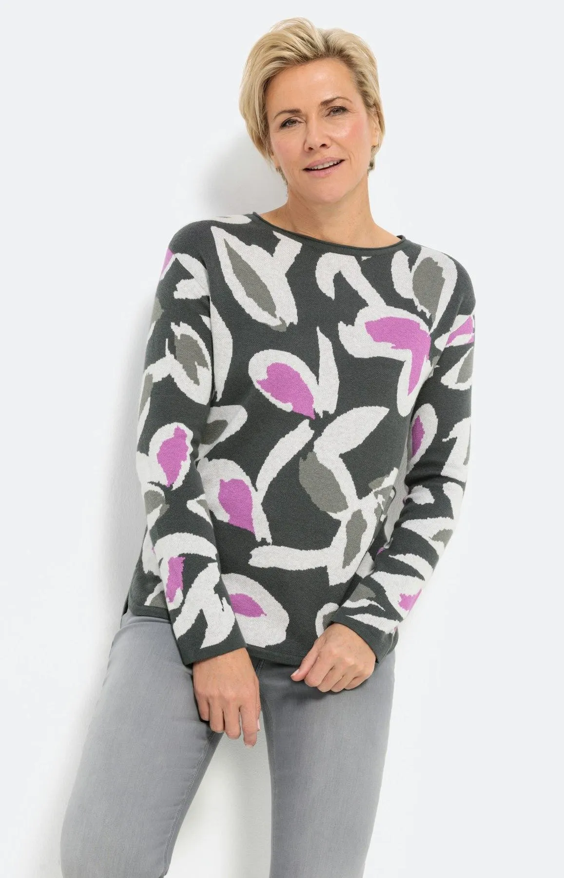 Langarm Pullover mit High-Low-Saum