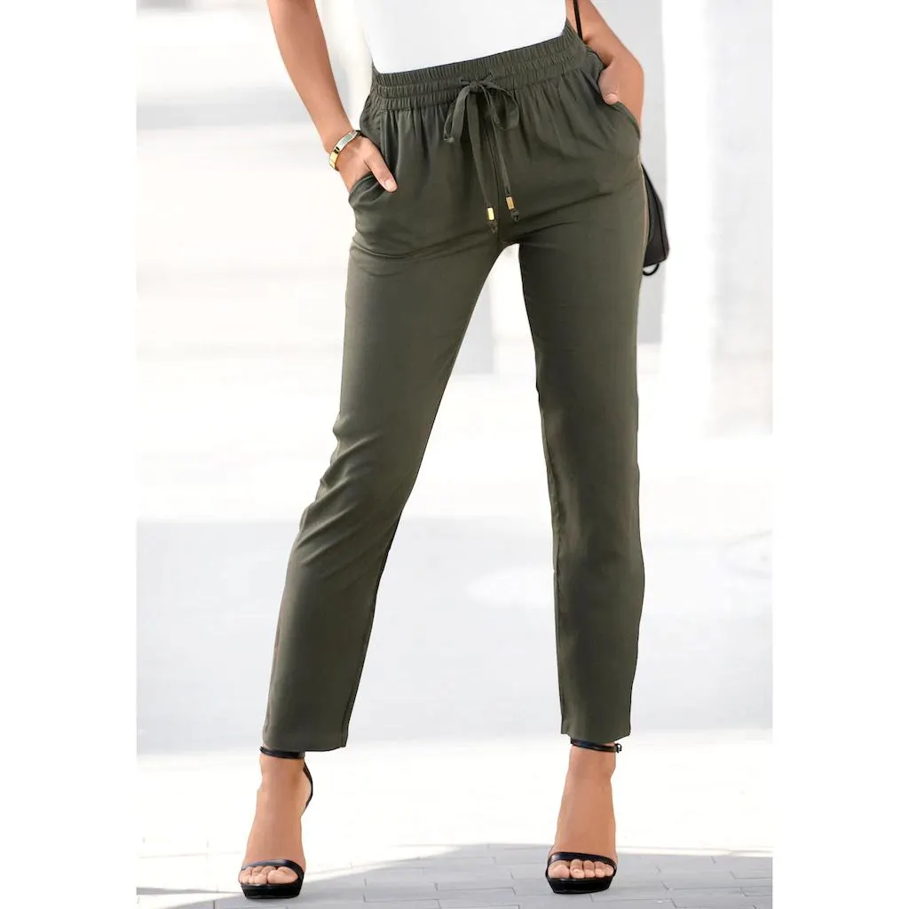 LASCANA Schlupfhose, aus gewebter Viskose, schmaler Schnitt, Sommerhose, Business-Look