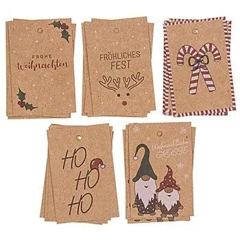 buttinette Geschenkanhänger "Weihnachten", braun, 6 x 9 cm, 20 Stück