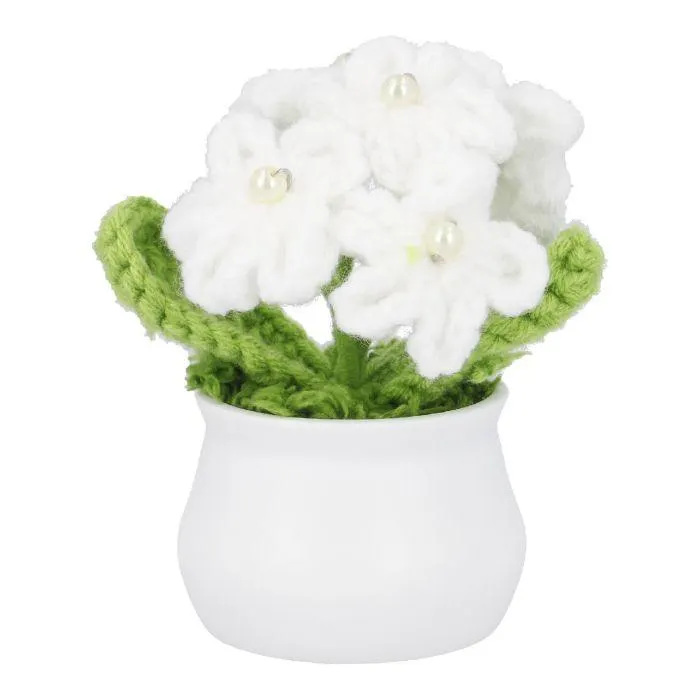 Häkelblume im Topf, Primel, weiß