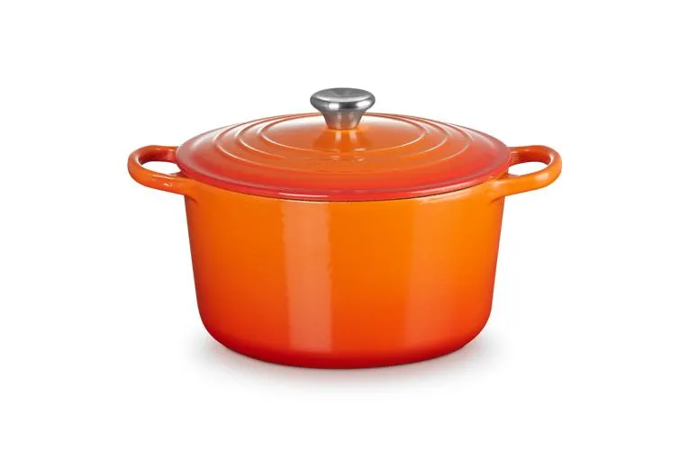 Hoher runder Bräter aus Gusseisen