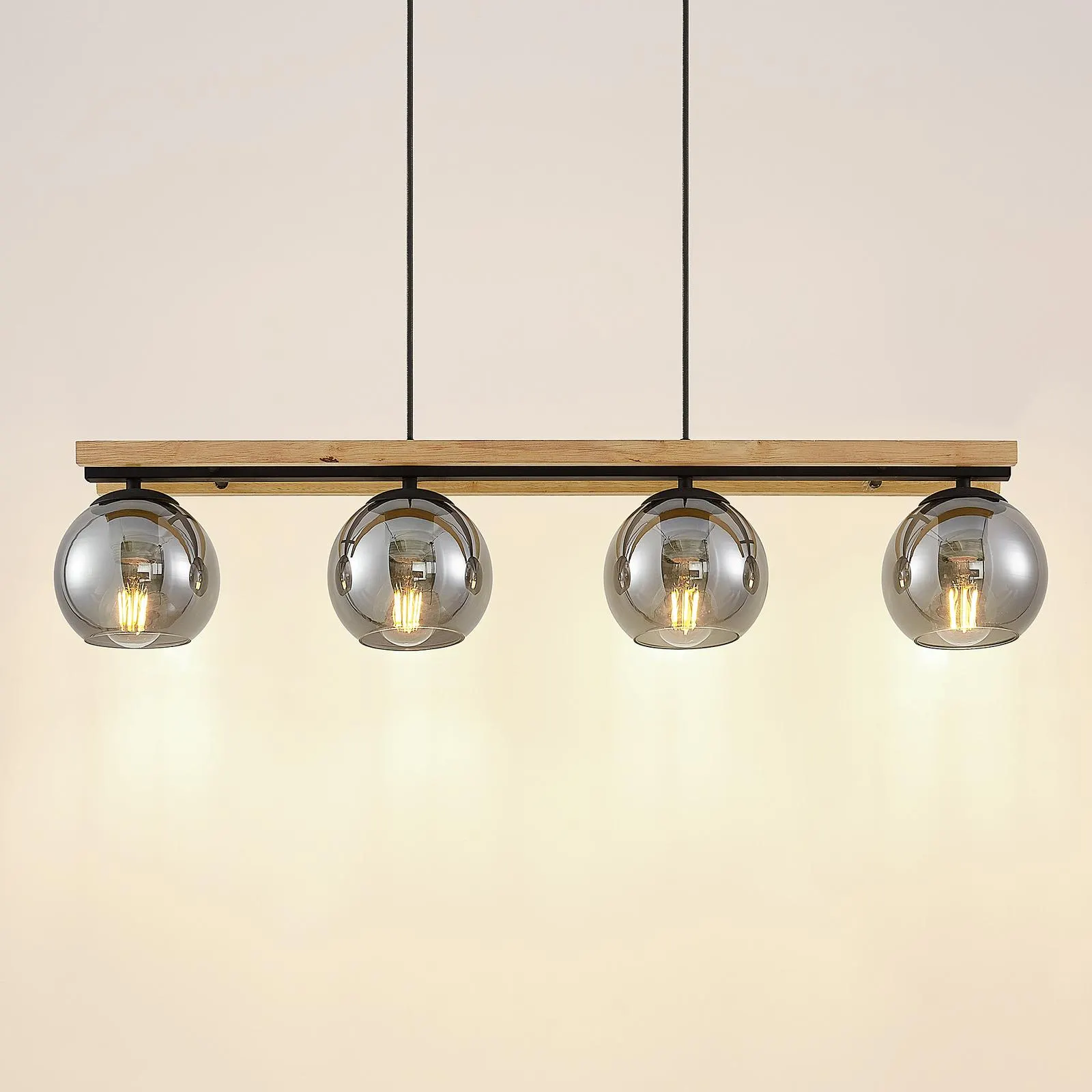 Lindby Philika Glas-Pendelleuchte, vierflammig