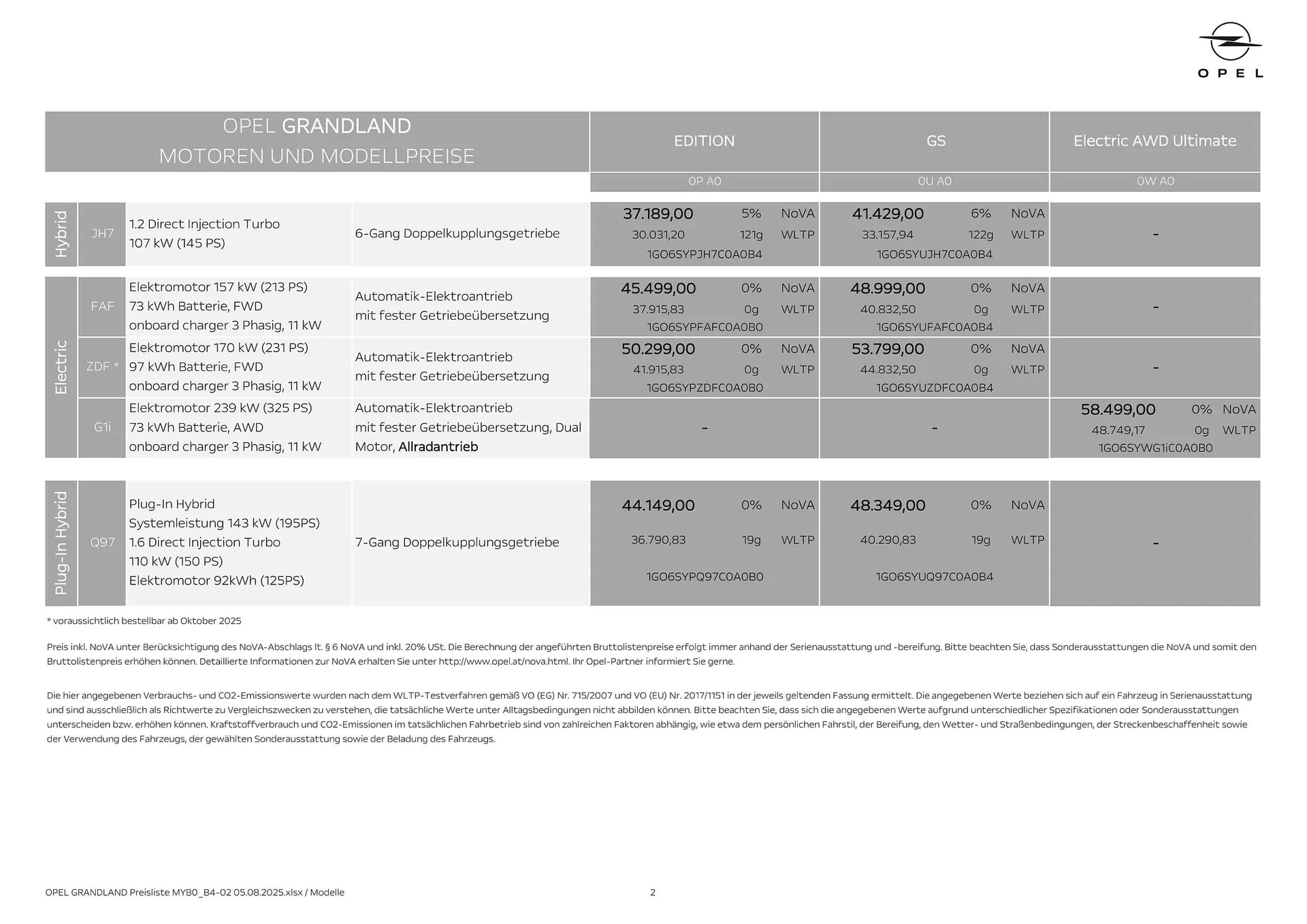 Opel Flugblatt von 18. August bis 18. November 2025 - Flugblätt seite 2