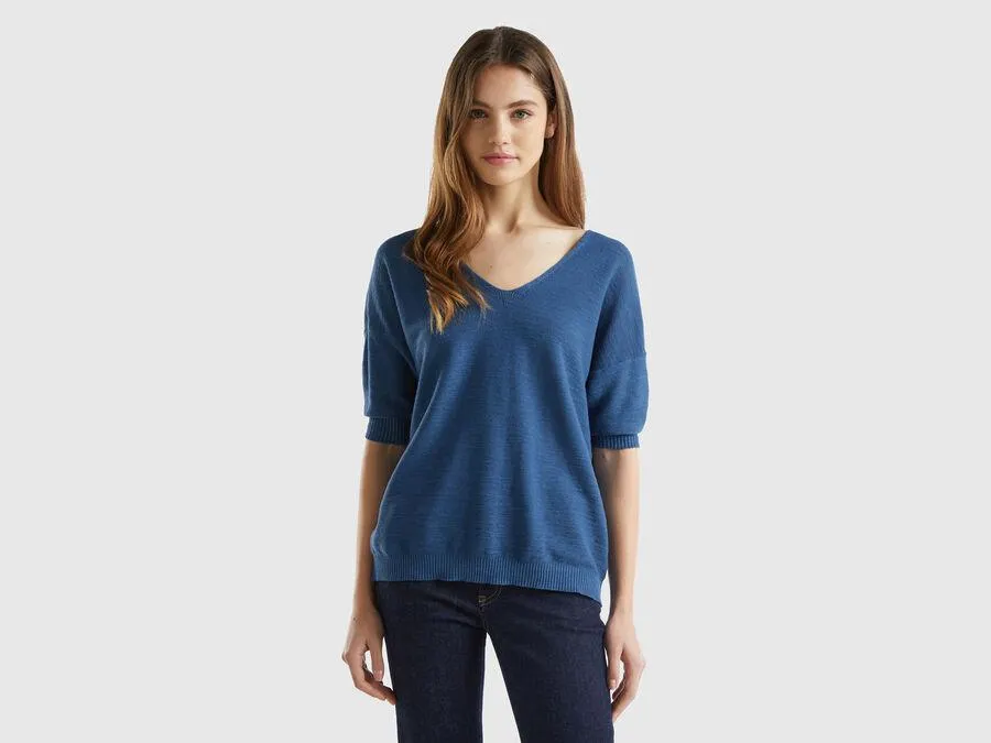 Jersey en mezcla de algodón y lino