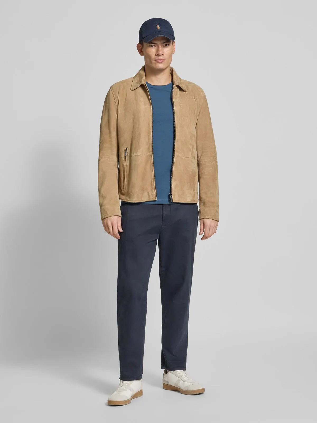 Slim Fit T-Shirt aus Baumwoll-Elasthan-Mix in jeansblau