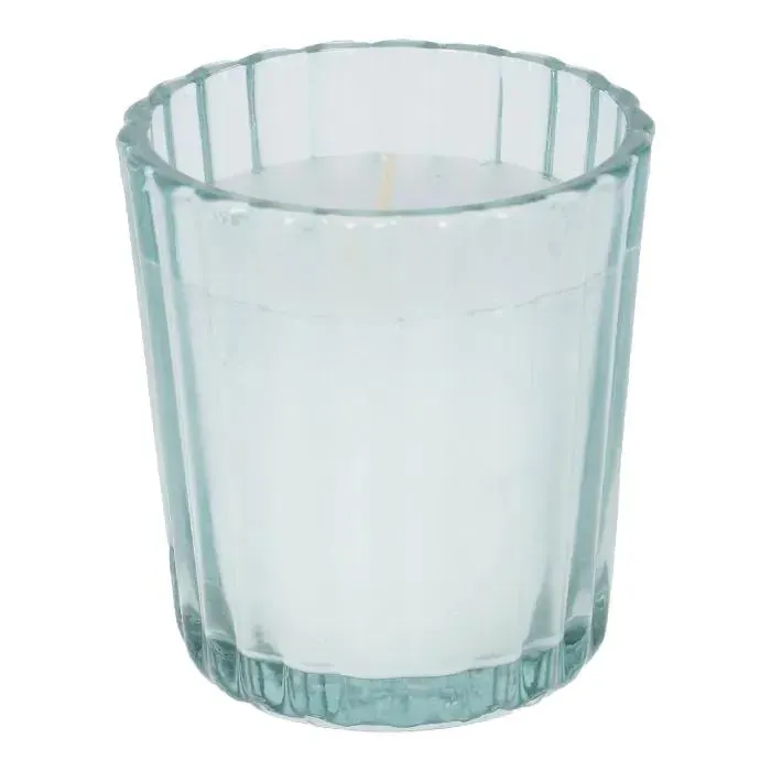 Kerze im Glas, Rillen/grün, 5.5 x 6 cm