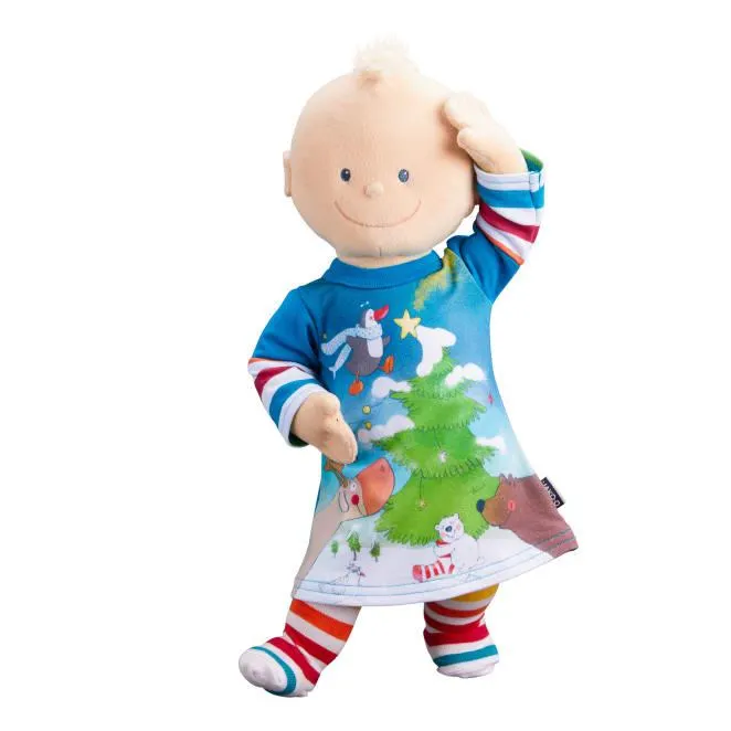 Puppenkleid Weihnachtsmotiv, 43 cm