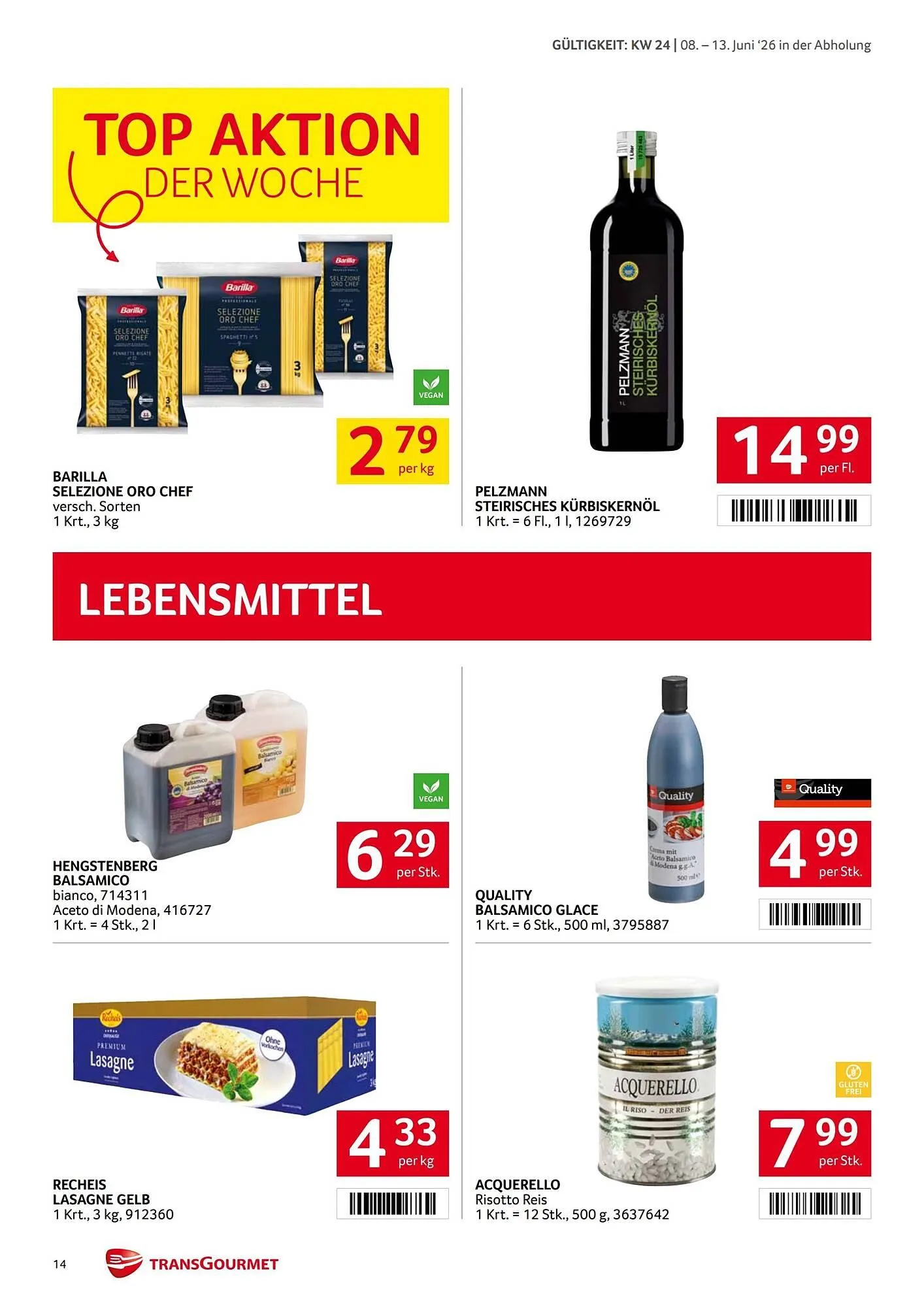 Transgourmet Flugblatt von 8. Juni bis 13. Juni 2026 - Flugblätt seite 14
