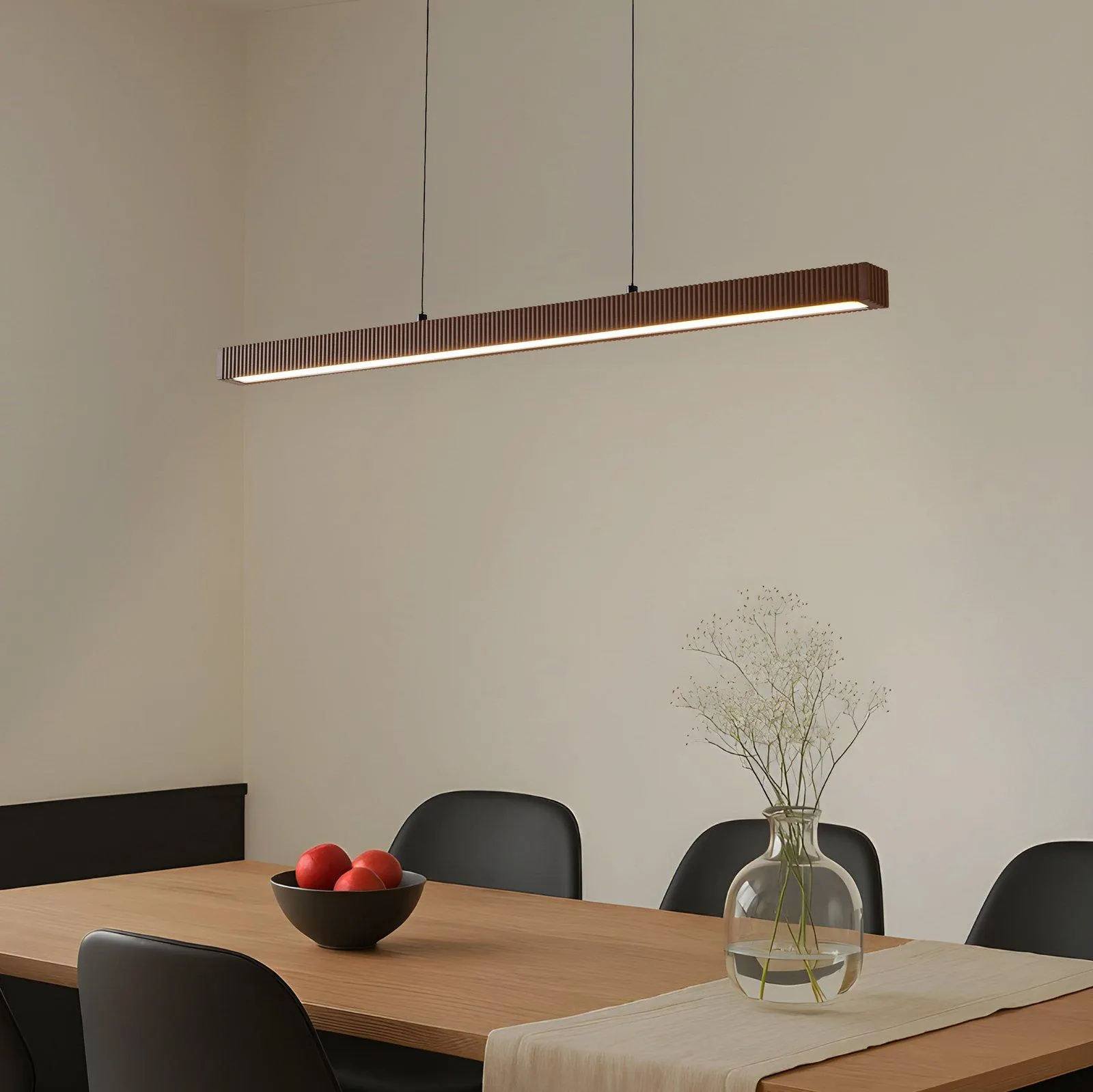 Lucande LED-Hängeleuchte Emara, holz dunkel, Eiche, CCT