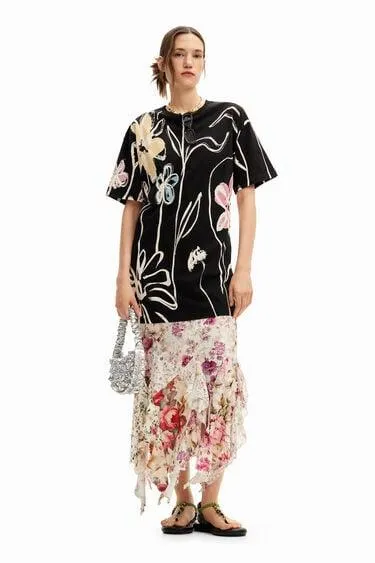 Kurzes Kleid mit Arty-Blumen