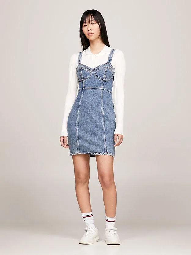 Figurbetontes Bustier-Minikleid aus Denim