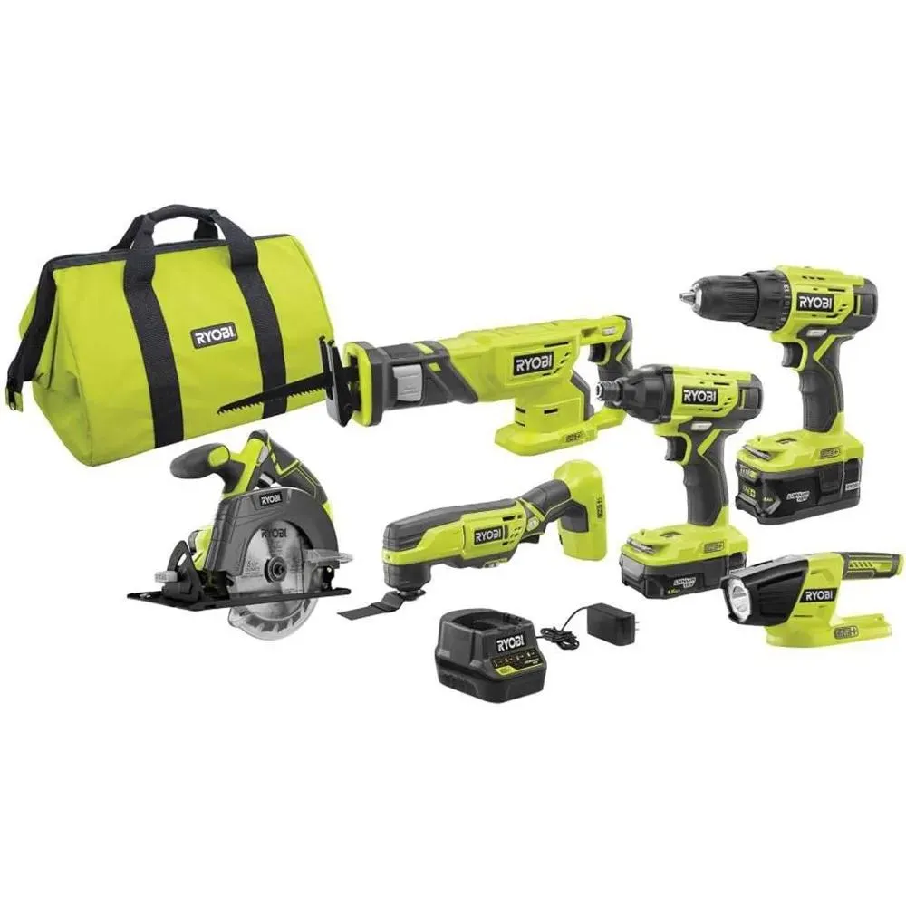 P1819 18V One+ Lithium Ion Combo Kit (6 Tools: Drill/Driver, Impact Driver, Reciprocating Saw, Circular Saw, Multi-Tool