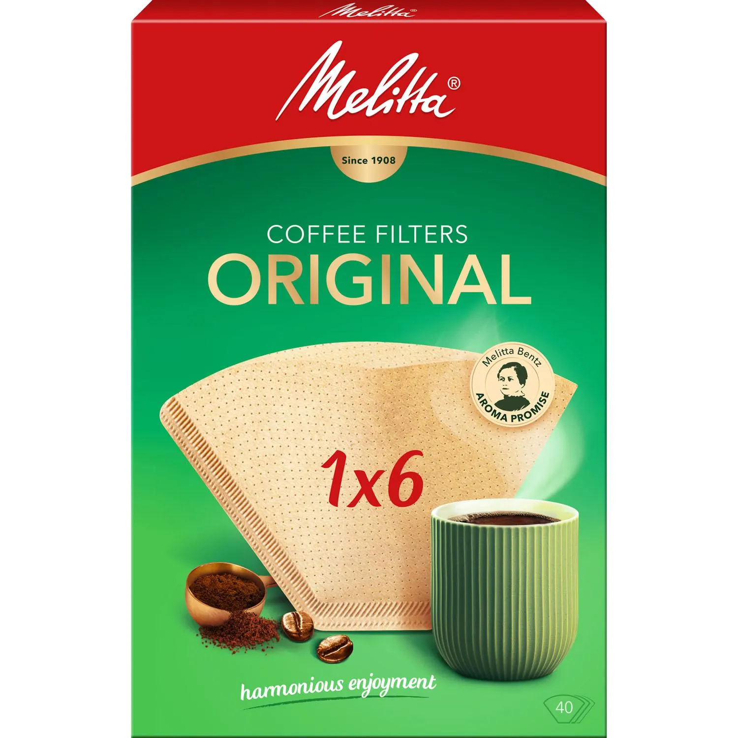 Melitta® Original, 1x6®, braun, 40 St.