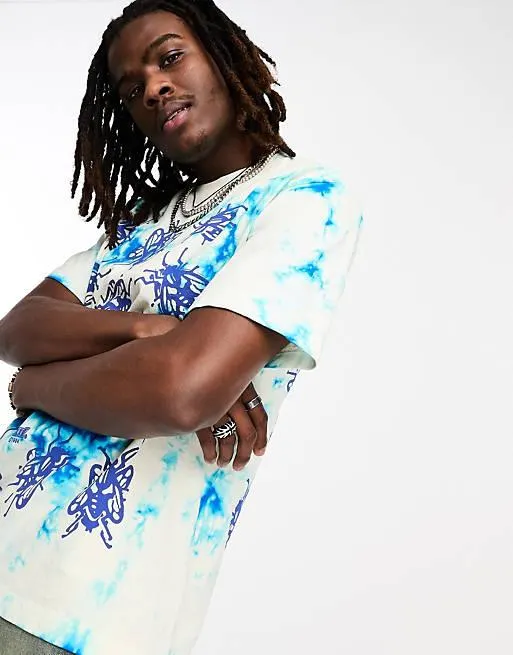 HUF Fly Situation tie dye t-shirt in blue and white