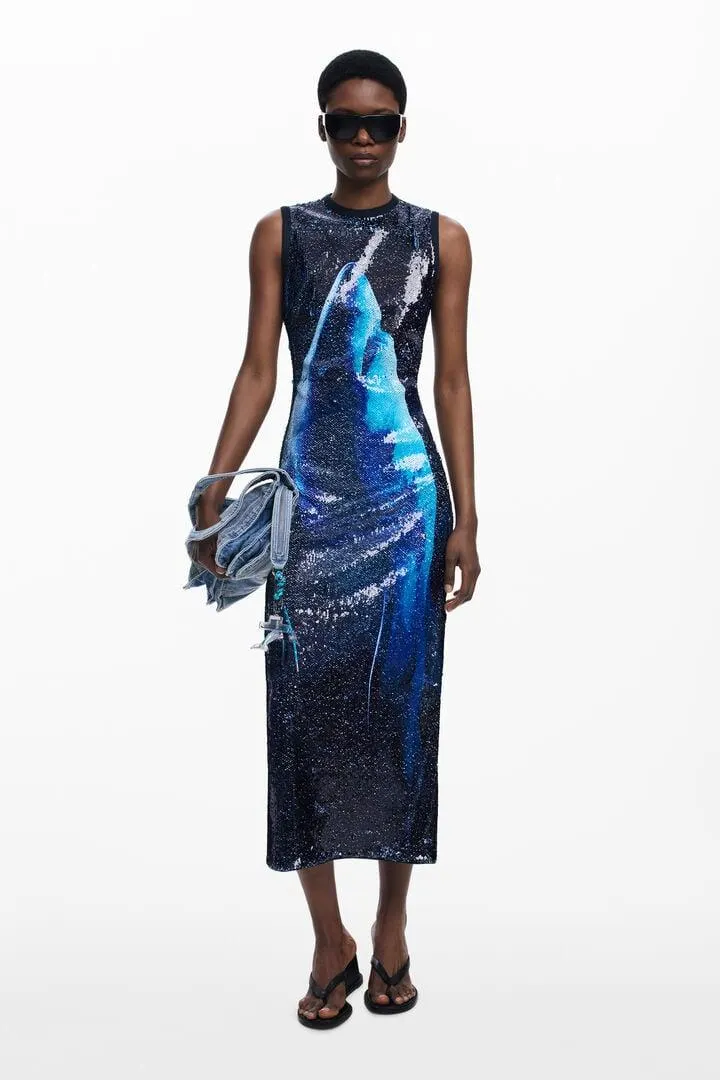 Reversibles Pailletten-Kleid Botter