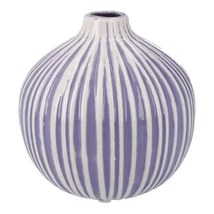 Vase Muster, Rillen/lila, 12 cm