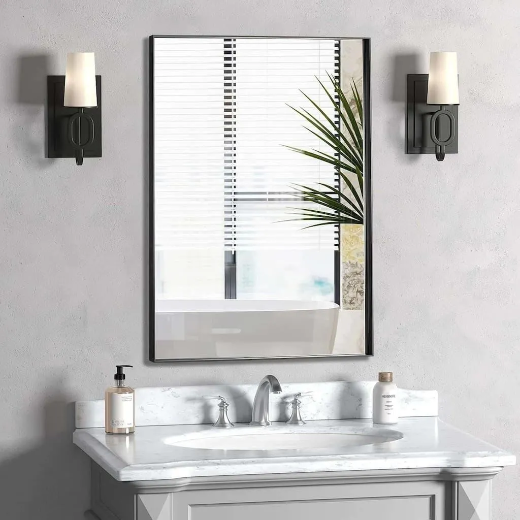 Loevschall Wandspiegel »Rechteckige Spiegel mit schwarzem Alurahmen, wendbar, einfache Montage« Spiegel für Schlafzimmer, Wohnzimmer, Garderobe, Flur und Badezimmer