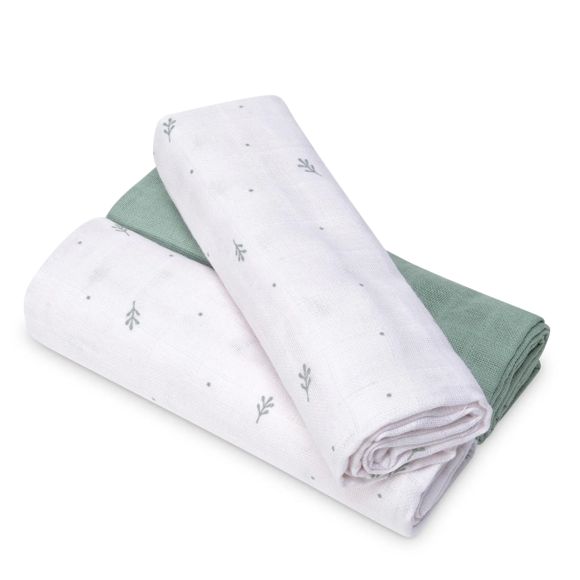 3er Set Mullwindeln Blätter 80 x 80 cm