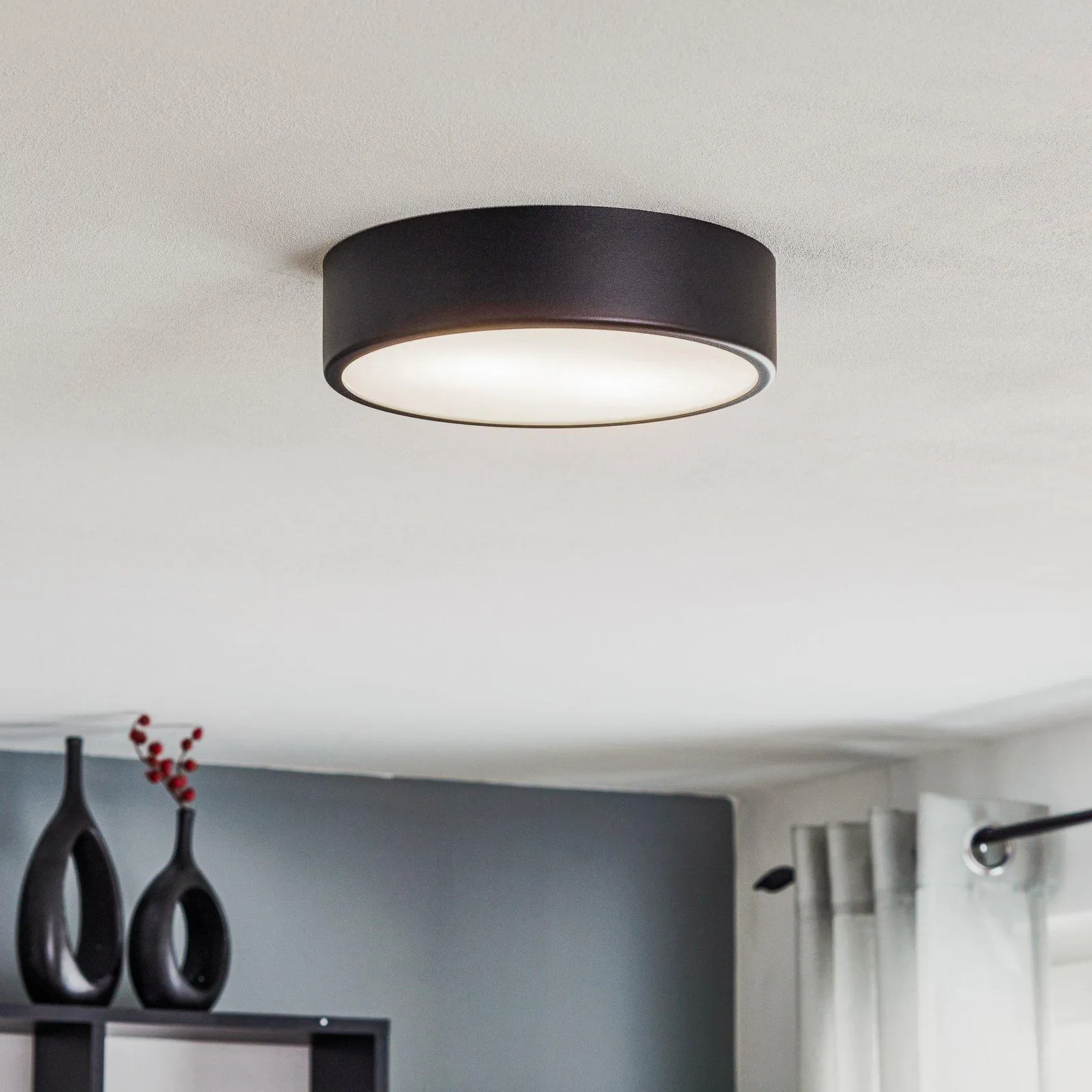 Deckenleuchte Cleo, Ø 30 cm, IP20, schwarz, Metall, E27