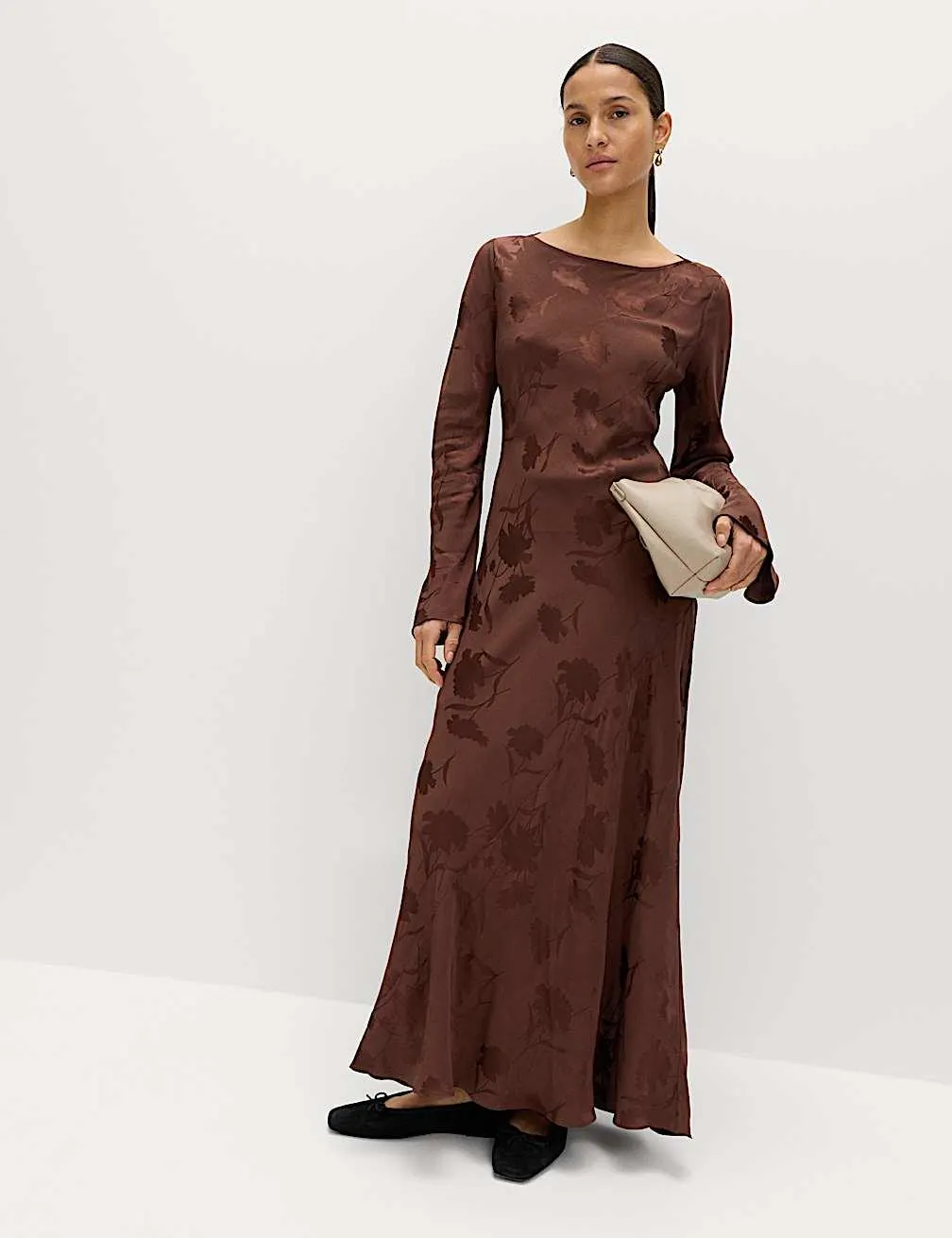 Midaxikleid mit Rundhalsausschnitt und Jacquard-Muster