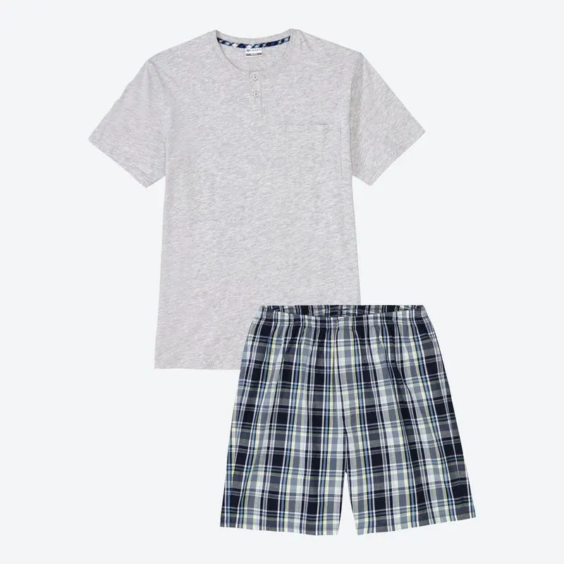 Herren-Shorty mit Karomuster, 2-teilig