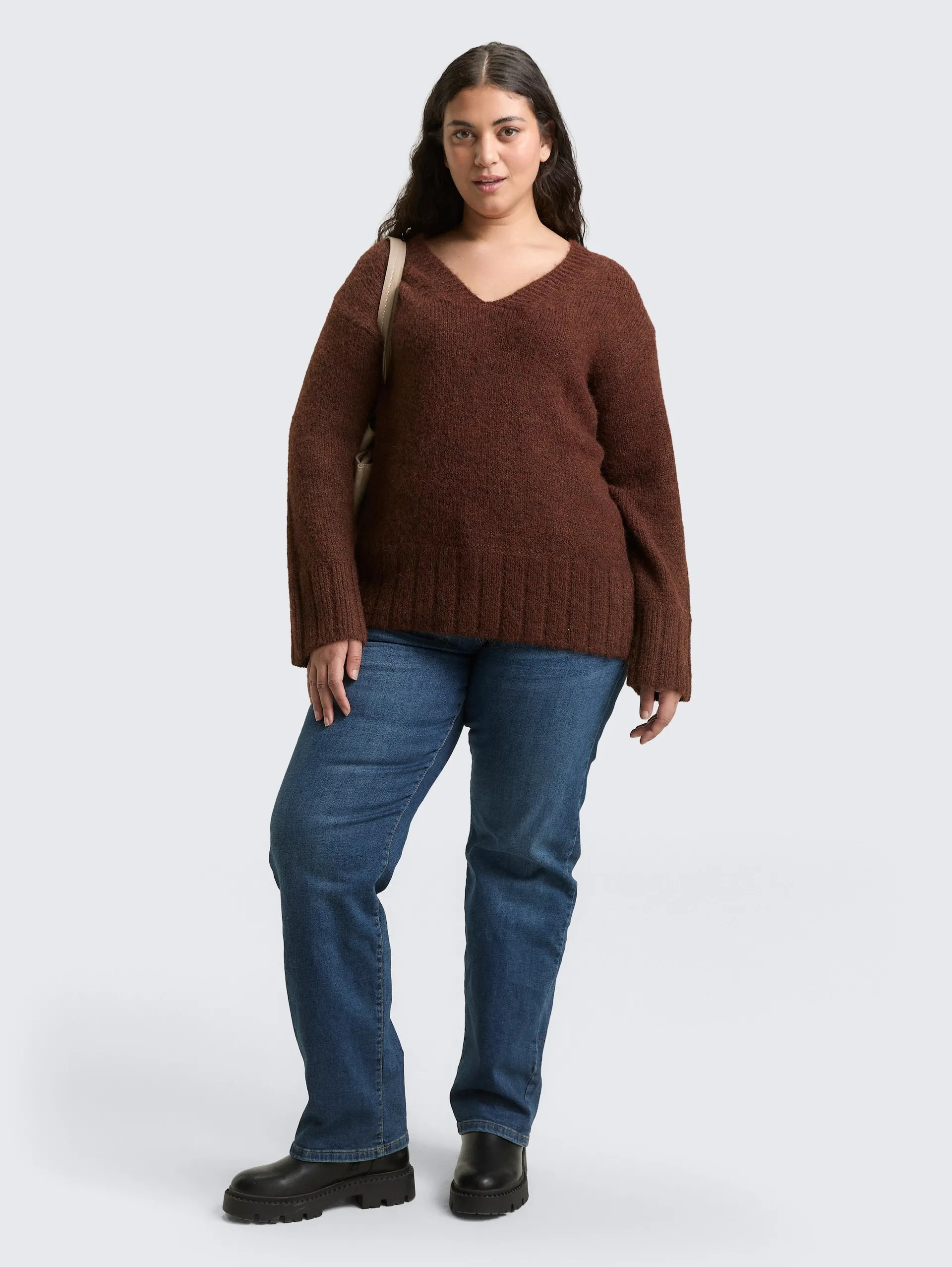 Plus Size - Loose Fit Strickpullover mit Wollanteil