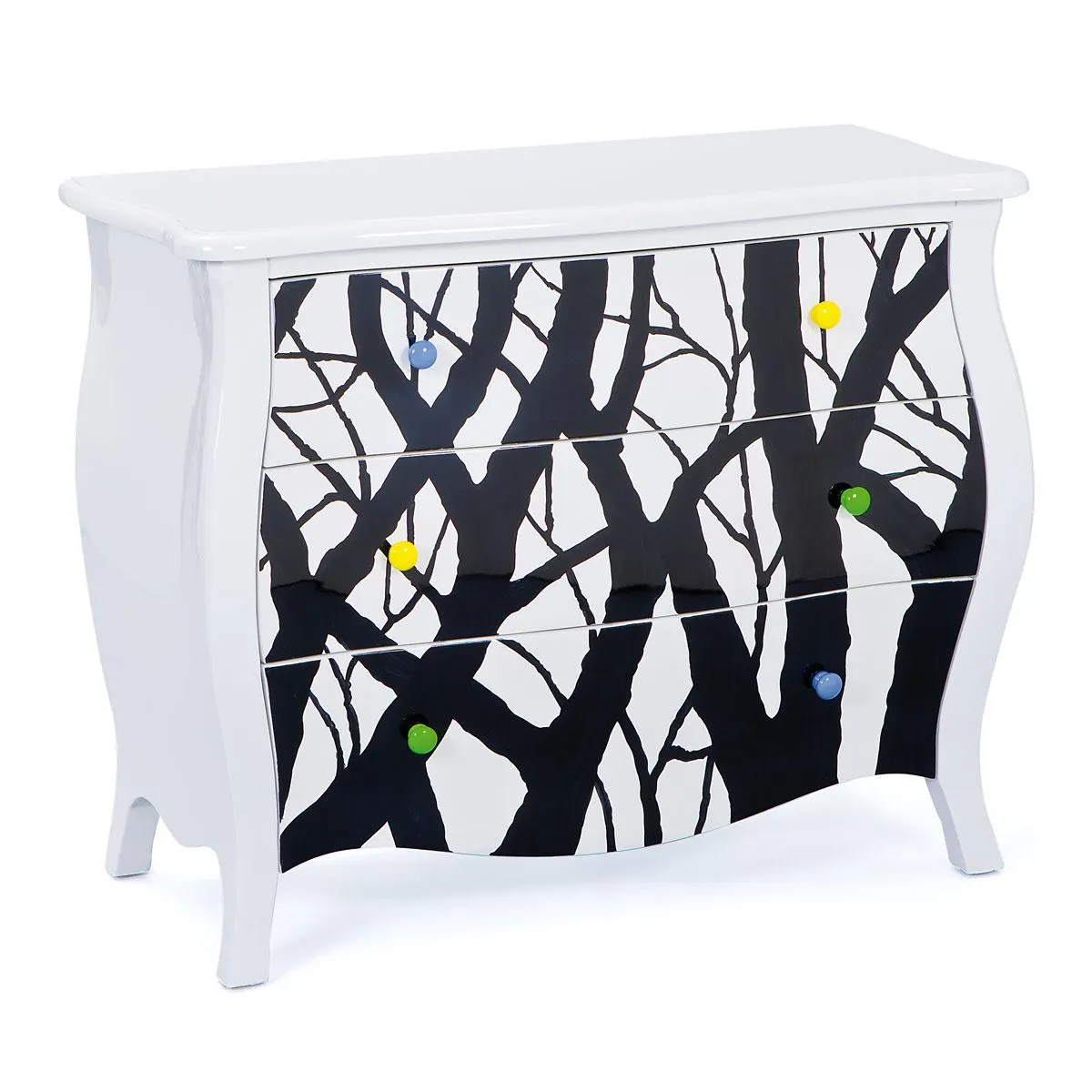 Inter Link Kommode Alisha weiß schwarz 95 x 77 x 43,5 cm