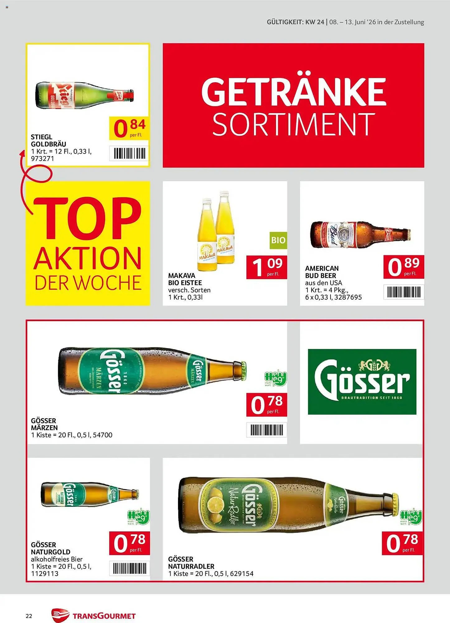 Transgourmet Flugblatt von 8. Juni bis 13. Juni 2026 - Flugblätt seite 22
