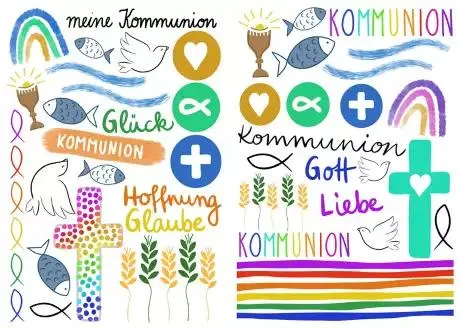Kerzentattoos "Kommunion", 2 Bogen