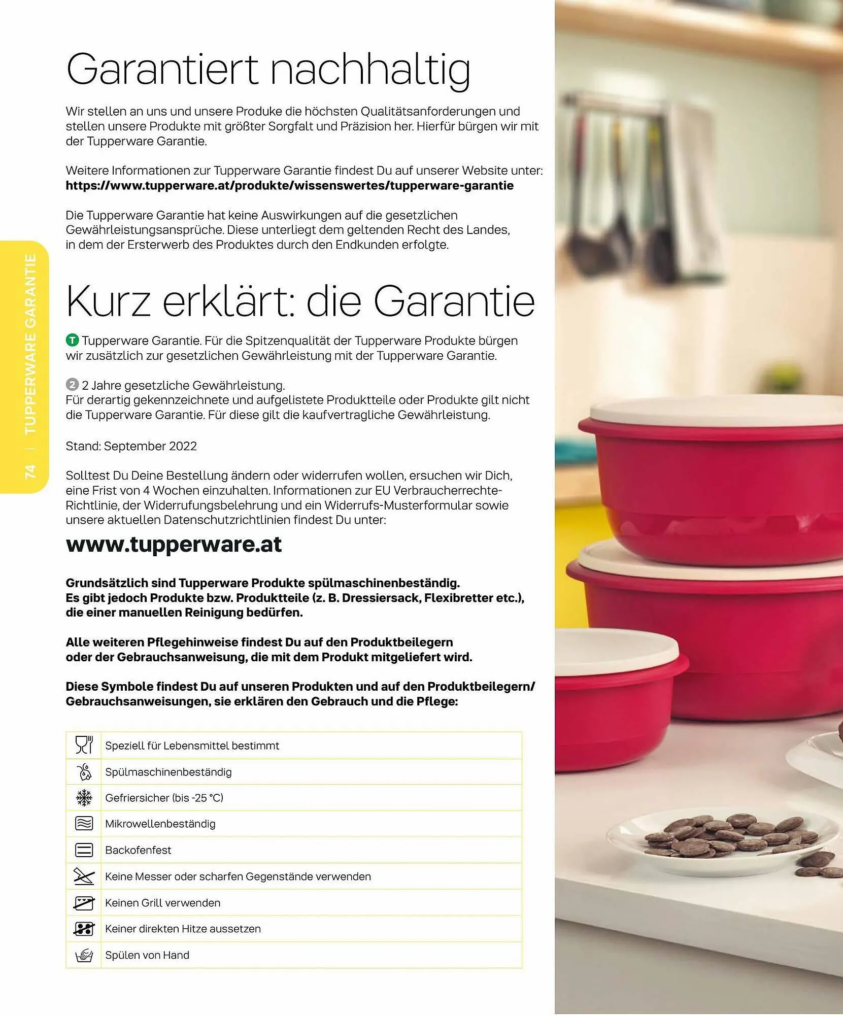 Tupperware Flugblatt von 6. März bis 31. August 2023 - Flugblätt seite 74