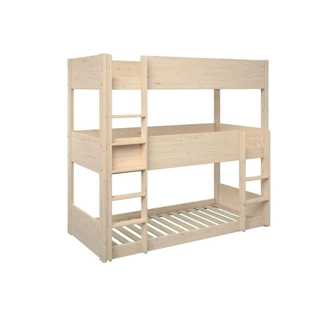 OTTO home Etagenbett »TIPO , Stockbett, Hochbett, Bodenbett, platzsparend« Leitern beidseitig montierbar, mit 3 Schlafplätzen, FSC® zertifiziertes Massivholz (Kiefer)