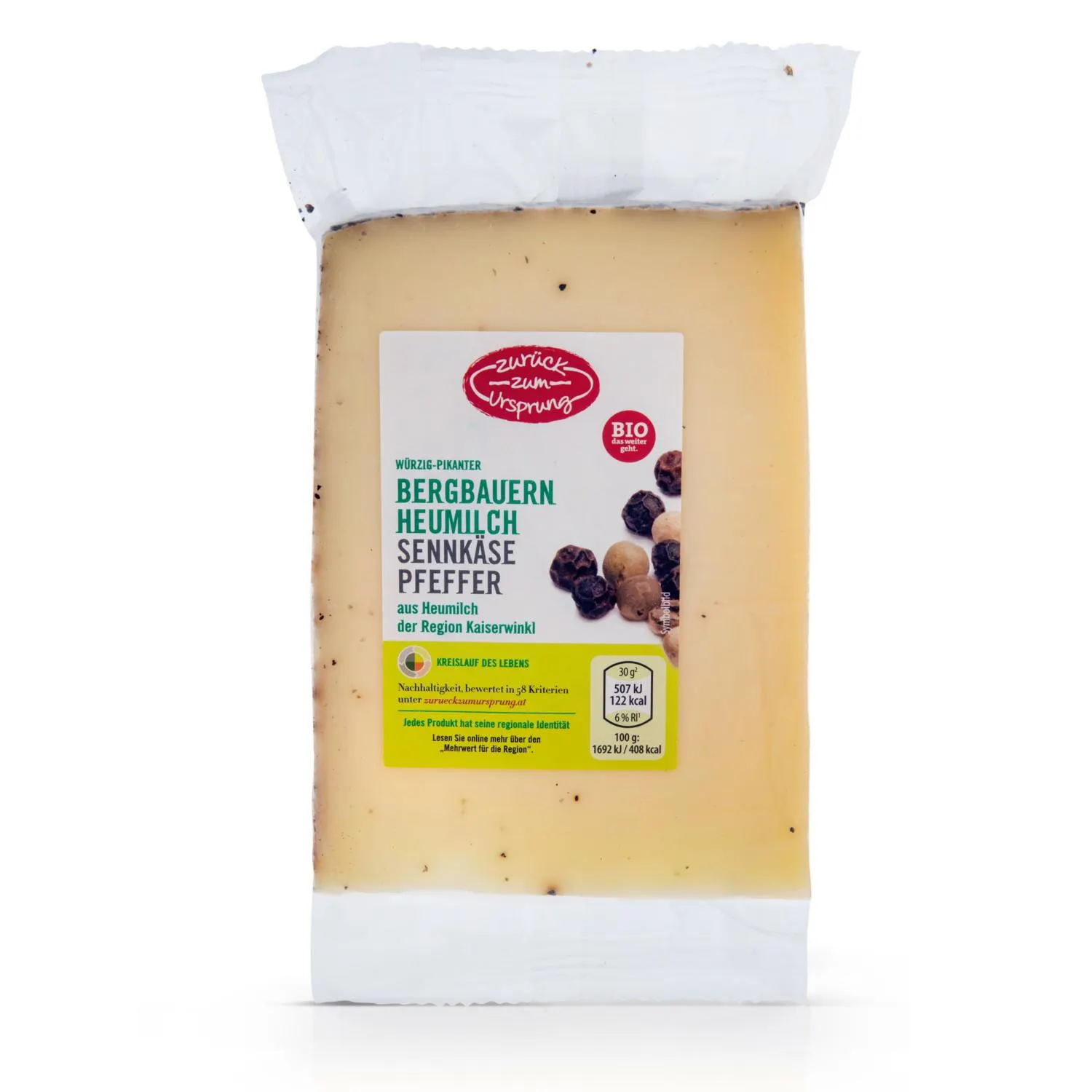 ZURÜCK ZUM URSPRUNG BIO-Bergbauern Sennkäse, Pfeffer
