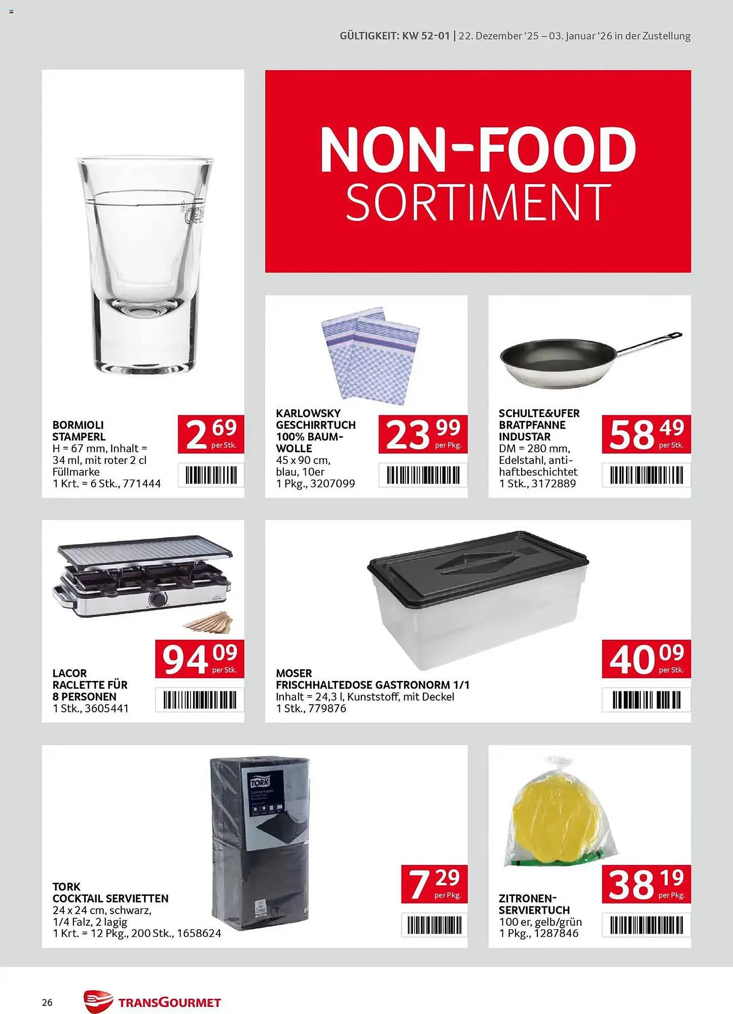 Transgourmet Flugblatt von 22. Dezember bis 3. Jänner 2026 - Flugblätt seite 26