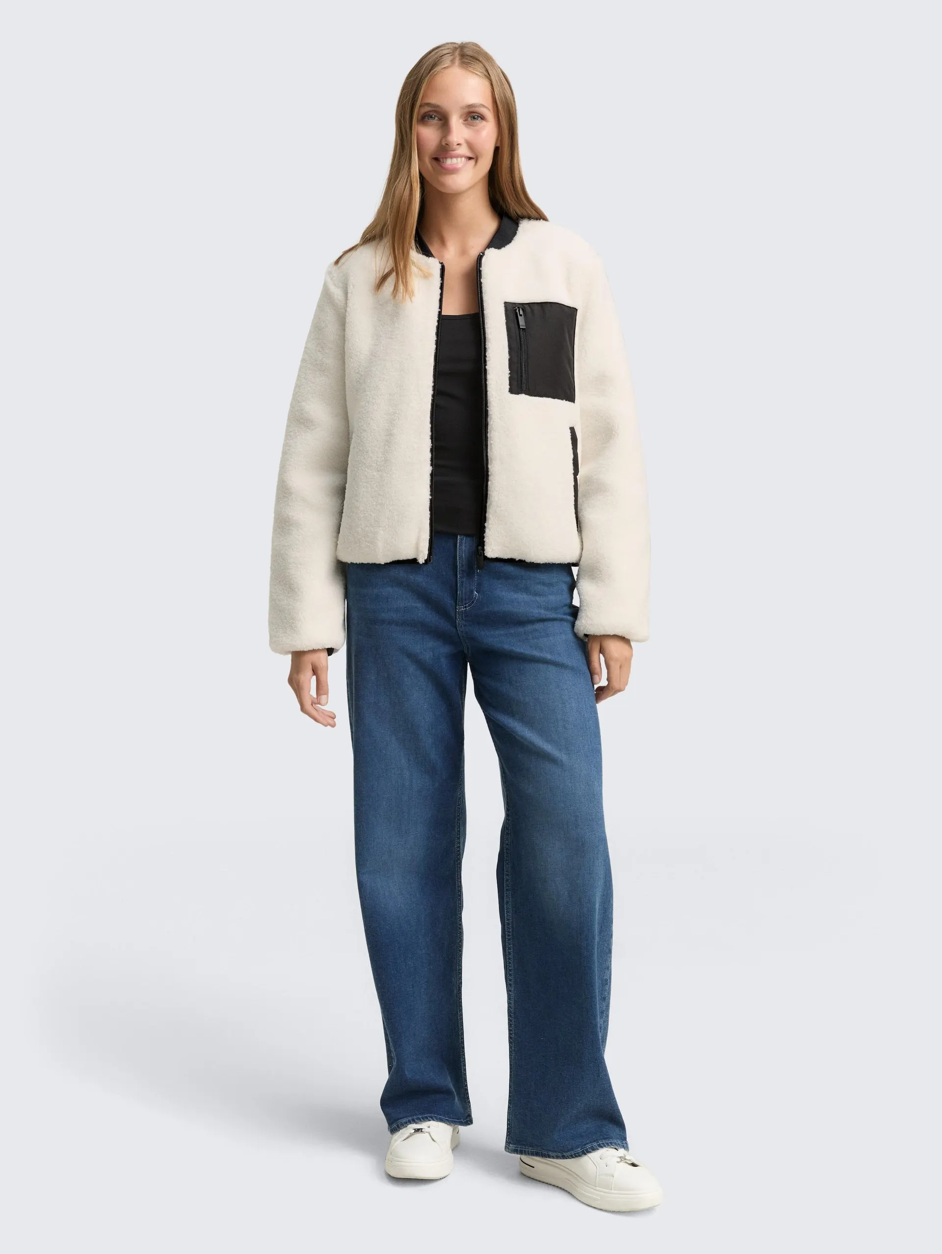 Teddy Jacke mit Bomberkragen