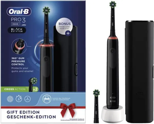 Oral-B Elektrische Zahnbürste Pro 3 3500 Black Edition mit R - Schwarz