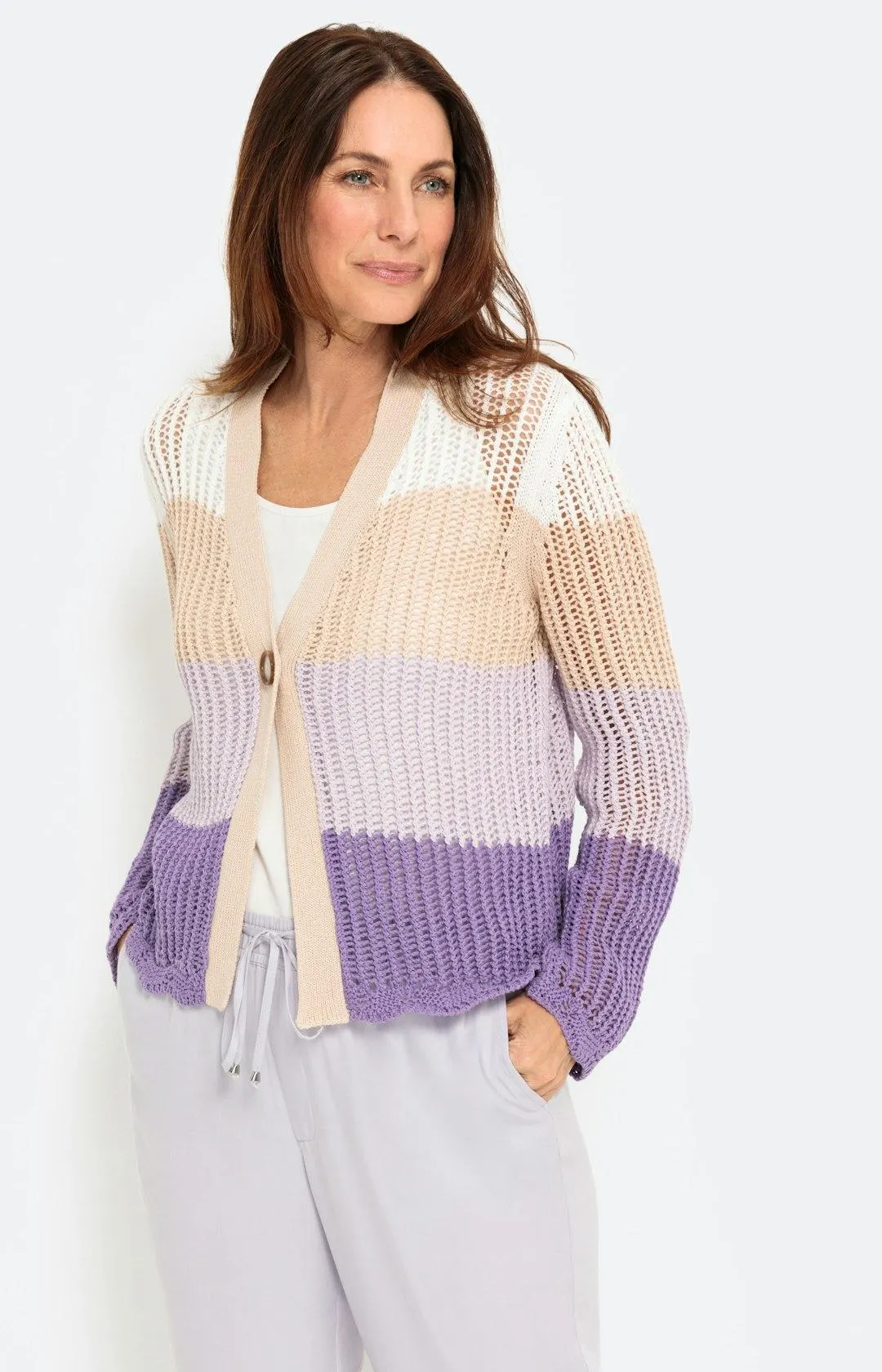Langarm Cardigan mit Colorblocking