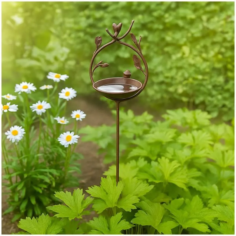 HTI-Living Vogeltränke mit Stab Metall Höhe 123 cm dekorative Gartendeko