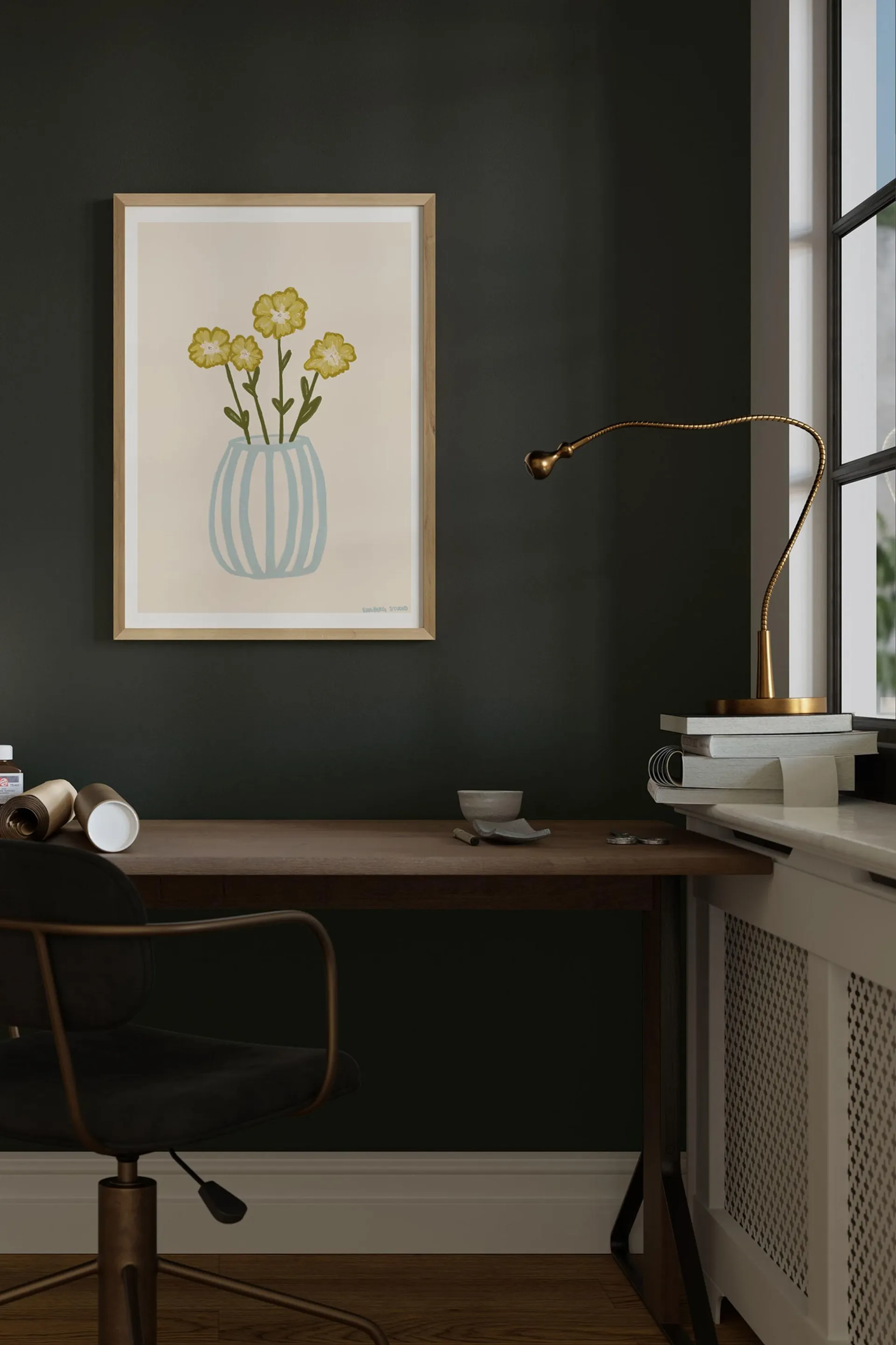 Engberg Studio - Yellow Flowers In A Blue Vase
