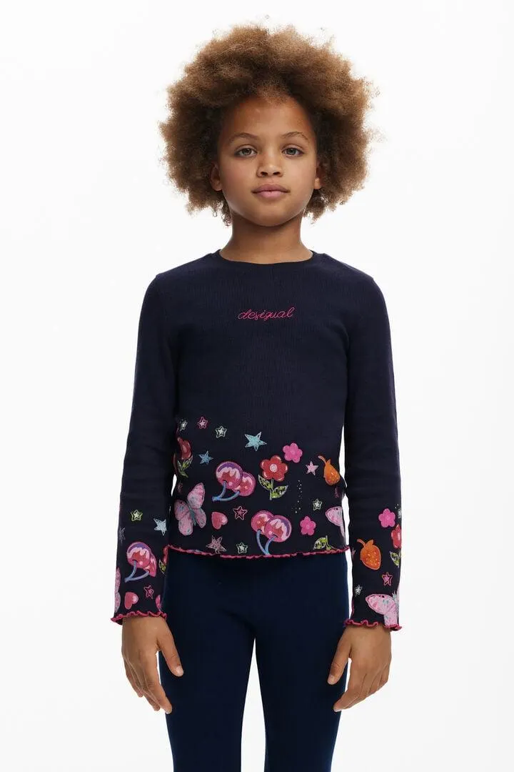 Langarmshirt mit Blumenlogo