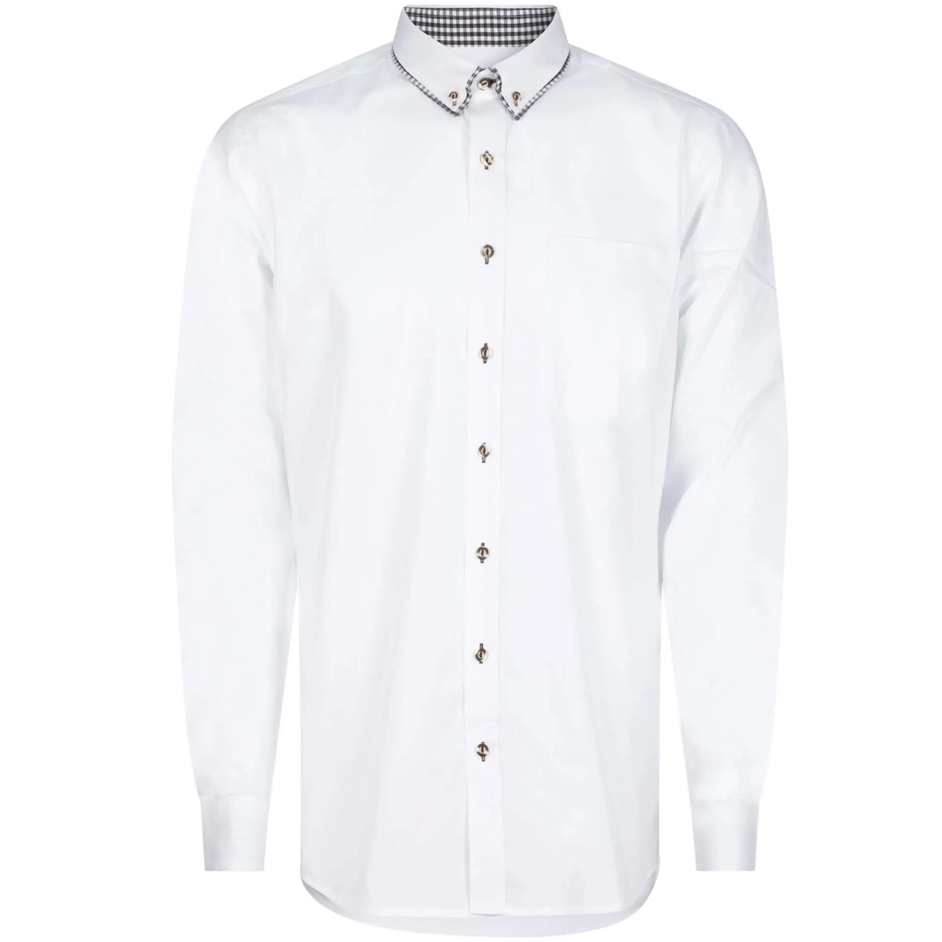 Herren Hemd "Jakob", Weiß, mit Doppelkragen in Karo Grau-Weiß