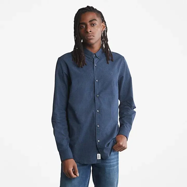 Hemd aus Popeline mit Mikro-Vichykaromuster für Herren in Blau