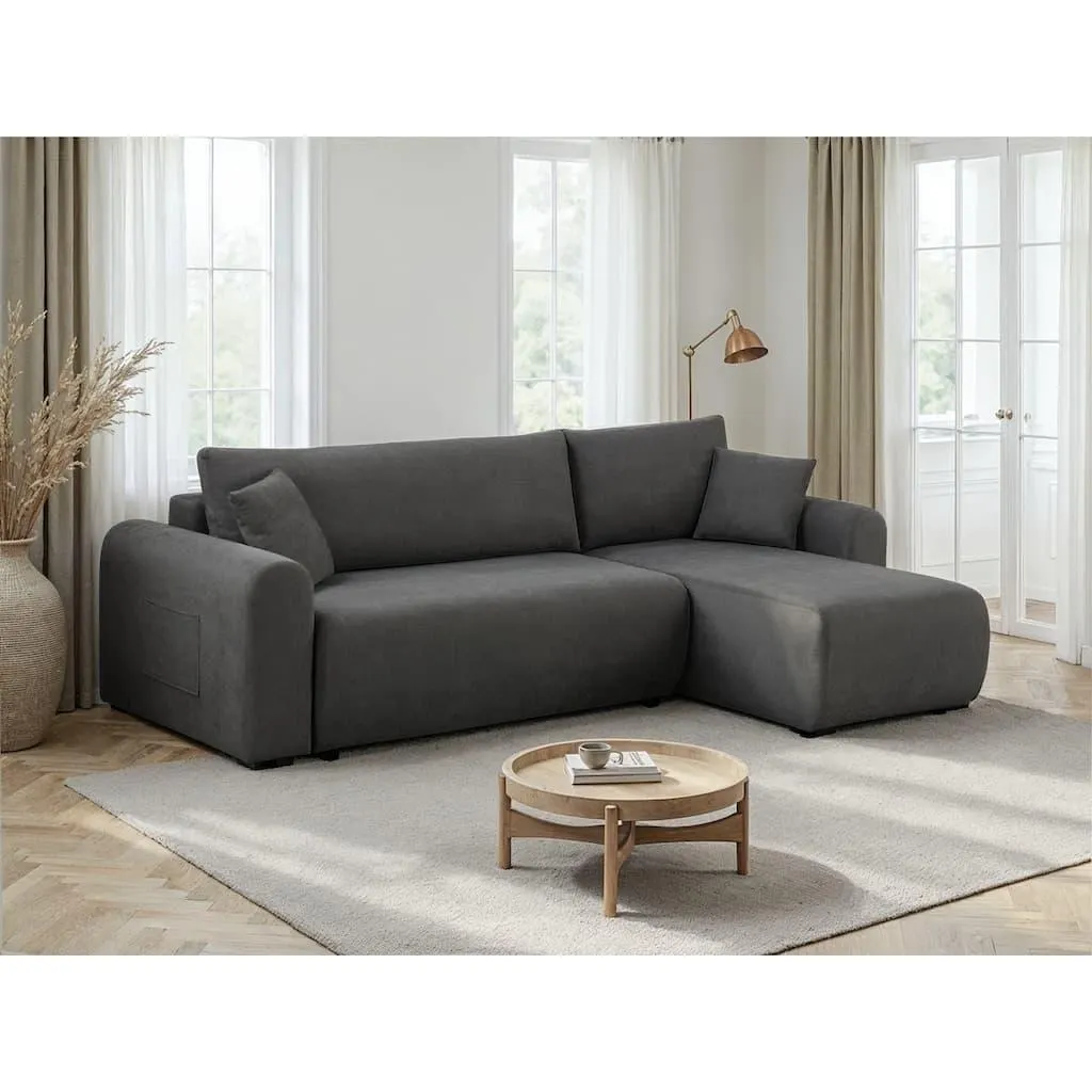 OTTO home Ecksofa »JONAA L-Form, 241cm /Schlafsofa (133/200) OTTO. Verlässliche Qualität« Tonnentaschen-Federkern, Bettkasten, Cord, Struktur